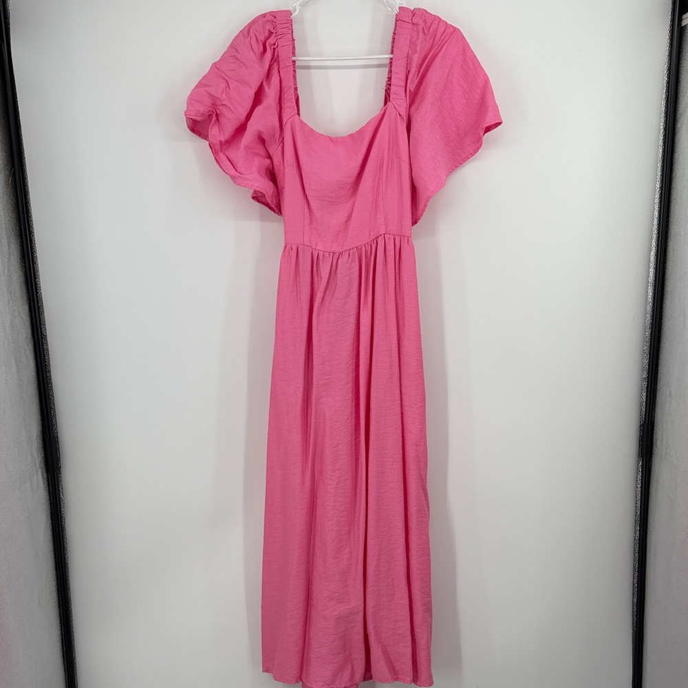 a new day Target Pink Puff-Sleeve Maxi Dress tie back size small
